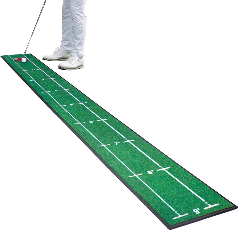 Ponsonbay Golf Putting Mat Indoor & Outdoor Professional Golf Practice Putting Green Mat with Distance Marker Anti Slip Backing Golf Training Accessories Portable Matt - Image 1
