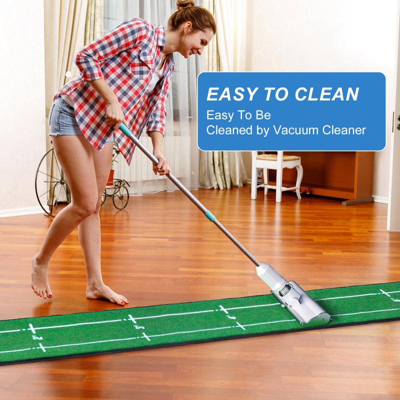 Ponsonbay Golf Putting Mat Indoor & Outdoor Professional Golf Practice Putting Green Mat with Distance Marker Anti Slip Backing Golf Training Accessories Portable Matt - Image 3