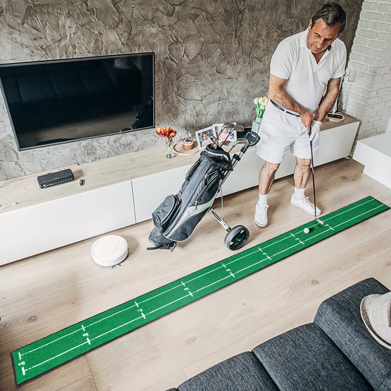 Ponsonbay Golf Putting Mat Indoor & Outdoor Professional Golf Practice Putting Green Mat with Distance Marker Anti Slip Backing Golf Training Accessories Portable Matt - Image 4