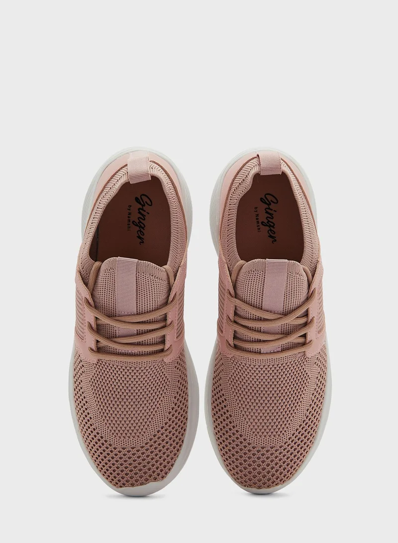 Ginger Knit And Pu Sneaker