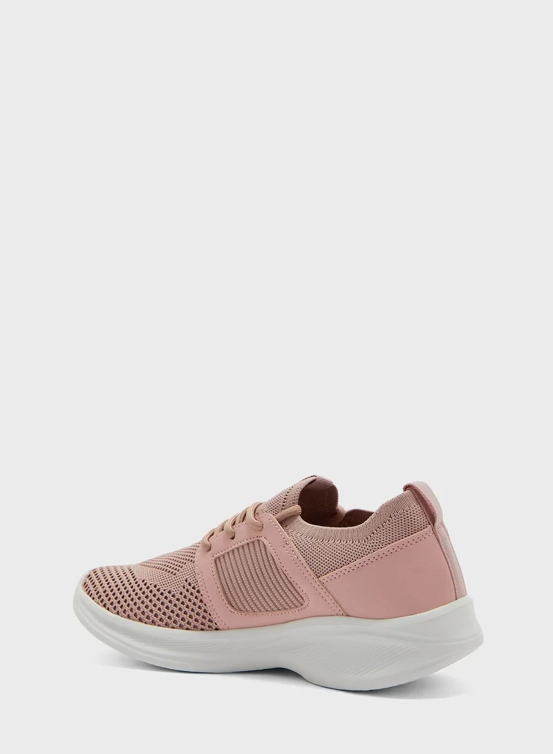 Ginger Knit And Pu Sneaker