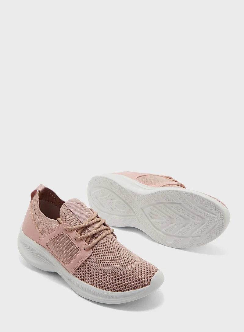 Ginger Knit And Pu Sneaker