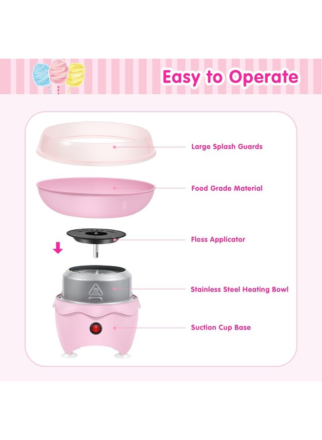 Cotton Candy Machine, Pink Vintage Candy Machine for Christmas Gifts, Family, Birthday Family Party, Includes Bamboo Sticks Sugar Sugar Spoon Colorful Sticks - Image 4