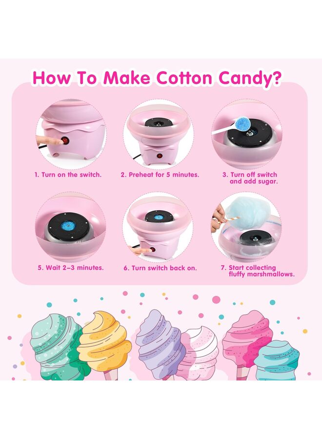 Cotton Candy Machine, Pink Vintage Candy Machine for Christmas Gifts, Family, Birthday Family Party, Includes Bamboo Sticks Sugar Sugar Spoon Colorful Sticks - Image 5