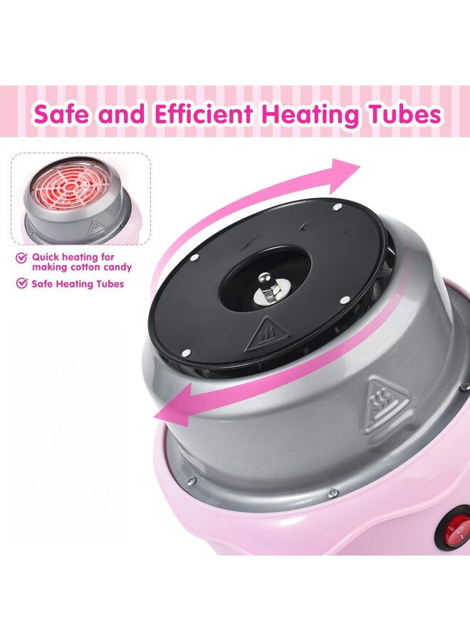 Cotton Candy Machine, Pink Vintage Candy Machine for Christmas Gifts, Family, Birthday Family Party, Includes Bamboo Sticks Sugar Sugar Spoon Colorful Sticks - Image 3