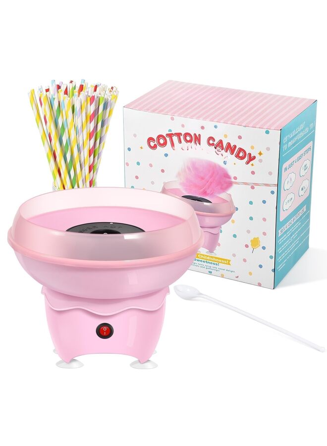 Cotton Candy Machine, Pink Vintage Candy Machine for Christmas Gifts, Family, Birthday Family Party, Includes Bamboo Sticks Sugar Sugar Spoon Colorful Sticks - Image 1