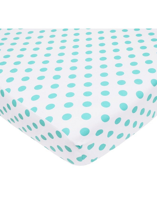 TL Care TL Care 100% Natural Cotton Percale Fitted Crib Sheet for Standard Crib and Toddler Mattresses, White with Aqua Dot , 28 x 52, Soft Breathable, for Boys and Girls - Image 1