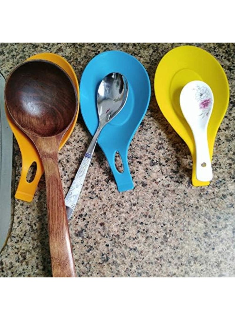 Luckam Kitchen Silicone Spoon Rest, Set of 4, Spoon Holder, Flexible, Ideal for Cooking, Ladle, Spatula, Utensil Rest - Image 2