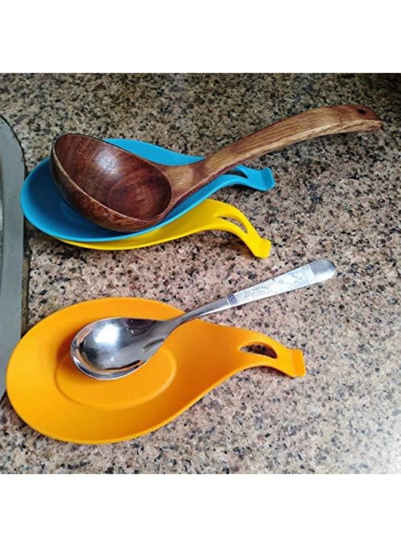 Luckam Kitchen Silicone Spoon Rest, Set of 4, Spoon Holder, Flexible, Ideal for Cooking, Ladle, Spatula, Utensil Rest - Image 4