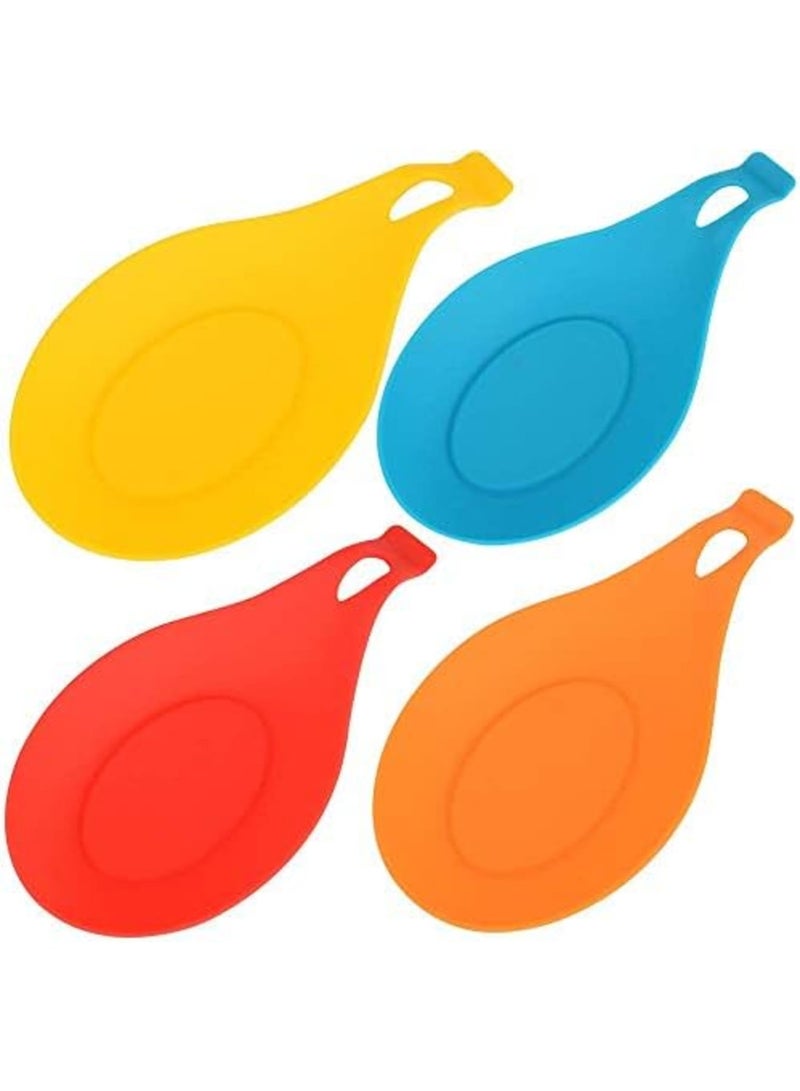 Luckam Kitchen Silicone Spoon Rest, Set of 4, Spoon Holder, Flexible, Ideal for Cooking, Ladle, Spatula, Utensil Rest - Image 1