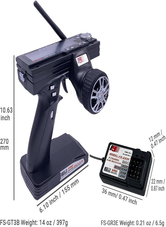 Alaohu FS-GT3B 3 Channels RC Transmitter and Receiver FS-GR3E 2.4GHz Fly AFHDS Sky Radio Control System for RC Car RC Boat - Image 5