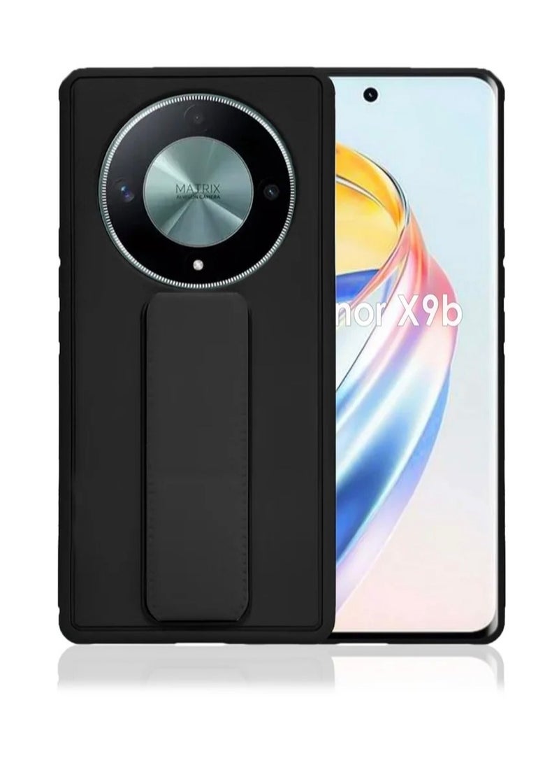 Case Cover For Honor X9b With Magnetic Hand Grip 3 in 1 Black - Image 1