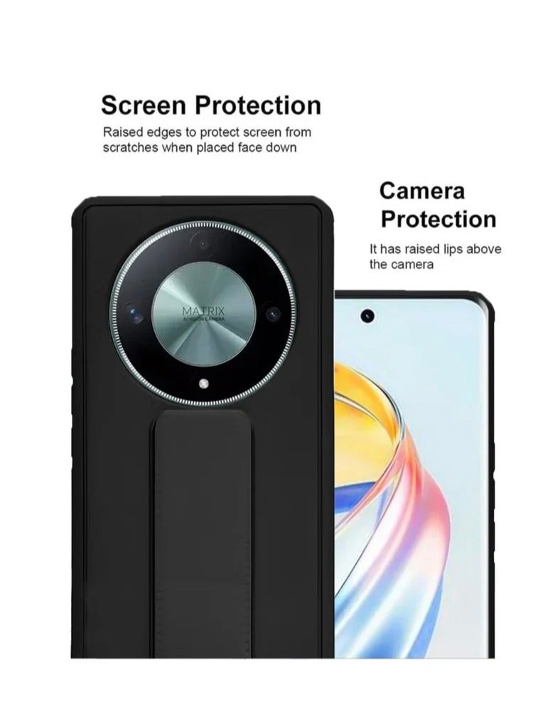 Case Cover For Honor X9b With Magnetic Hand Grip 3 in 1 Black - Image 2