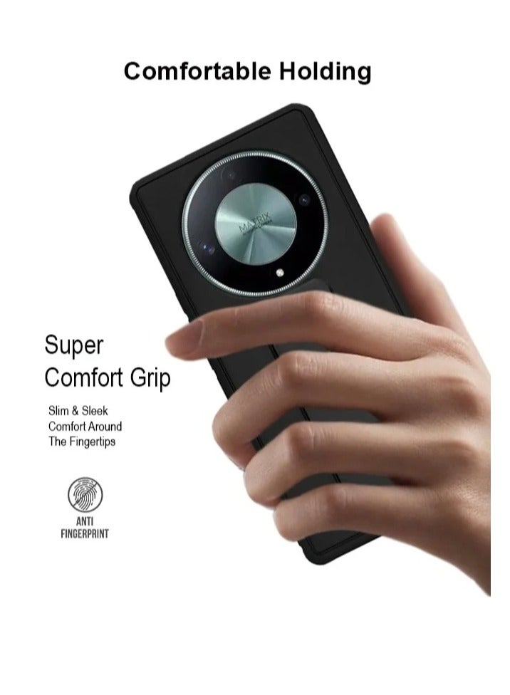 Case Cover For Honor X9b With Magnetic Hand Grip 3 in 1 Black - Image 4