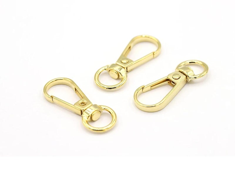 Muzztech Pack of 50 Swivel Lobster Clasps Push Gate Snap Hook Bag Clips Purse Accessories - Gold - Image 1