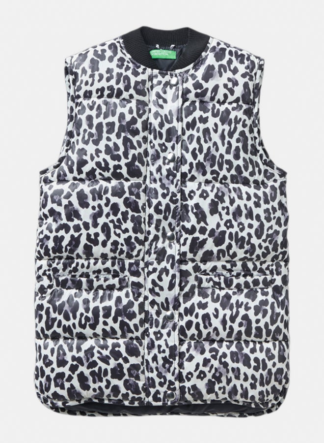بينيتون جاكيت بنات بدون أكمام بطبعة حيوانات - Image 1