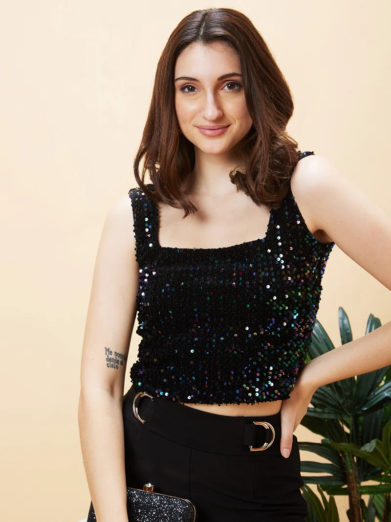 globus Globus Women Embellished Party Crop Top