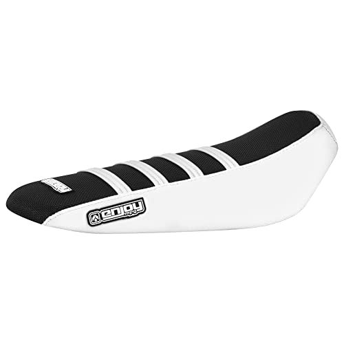 Enjoy Mfg Ribbed Seat Cover - Compatible Fit for Sur Ron Sur-Ron Light Bee MX & X E-Bike #349 (White & Black w/White Ribs) - Image 1