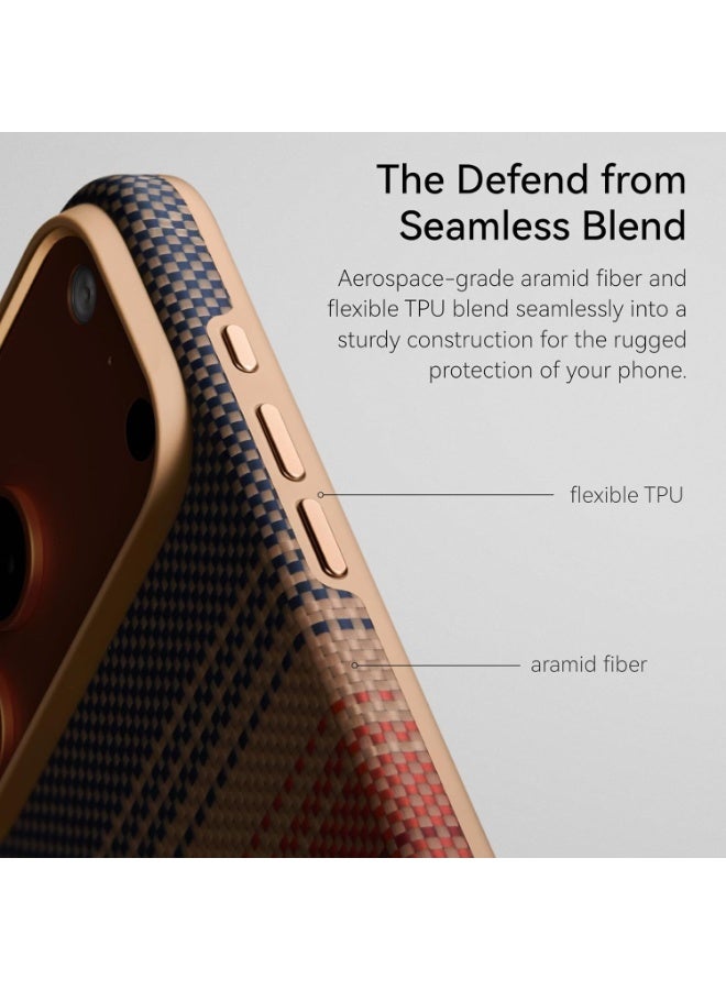 PITAKA حافظة PITAKA لجهاز iPhone 17 Pro، Ultra Gurad، واقية، مضادة للصدمات، تغطية كاملة، متوافقة مع MagSafe، متينة، من ألياف الأراميد، تمتص الصدمات، شحن لاسلكي، للأعمال، أنيقة - غروب الشمس - Image 2