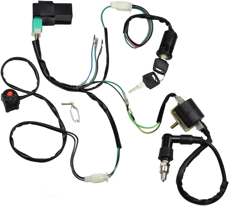 LAXEEM Wire Harness Wiring Loom CDI Ignition Coil Spark Plug Rebuild Kit for 50cc 70cc 90cc 110cc 125cc Stator CDI Coil ATV Quad Bike Buggy Go Kart - Image 1