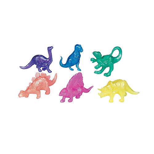Fun Express Pearlized Squishy Dinosaurs - Goodie Bags, Handouts and Birthday Party Favors Toys - VBS Vacation Bible School Supplies/Decor - Bulk Set of 48 - Image 1