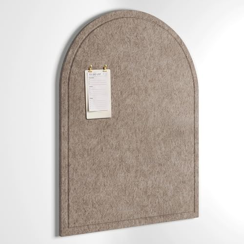 Orelle Arch Felt Bulletin Board | Peel and Stick Felt Board for Wall | Alternative Cork Board for Office, Vision Board, Kids Art Display | Arched Wall Decor | 23 x 31”| Mocha - Image 1