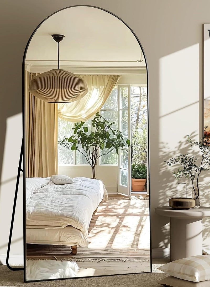 Taimi Extra Large Mirror with Elegant Frame and Shatterproof Glass 180x80 cm - Full Length Mirror with Black Metal Frame and Back Stand - Its Stunning Design Fits Living Room and Bedroom  - Image 1