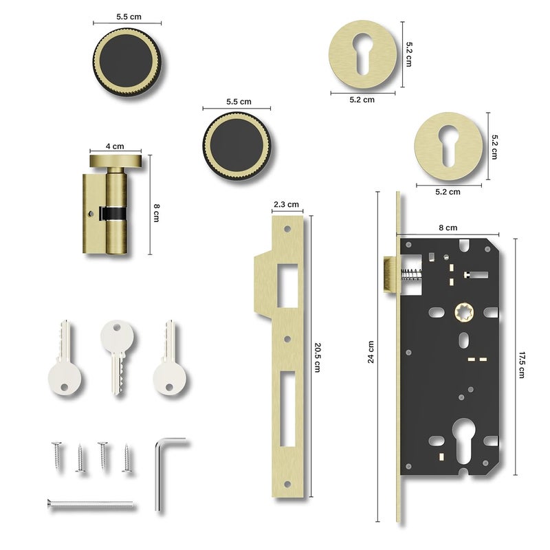 GLOXY GLOXY knob Lock and Key for Mortise Door Lock for Main Internal Door in Residential Commercial with 3 Brass Key for Store Room Home Antique Black Finish 2 Years Warranty Pack of 1  - Image 2