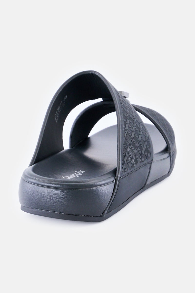 Algspar Men Slip On Arabic Sandals, Black - Image 3