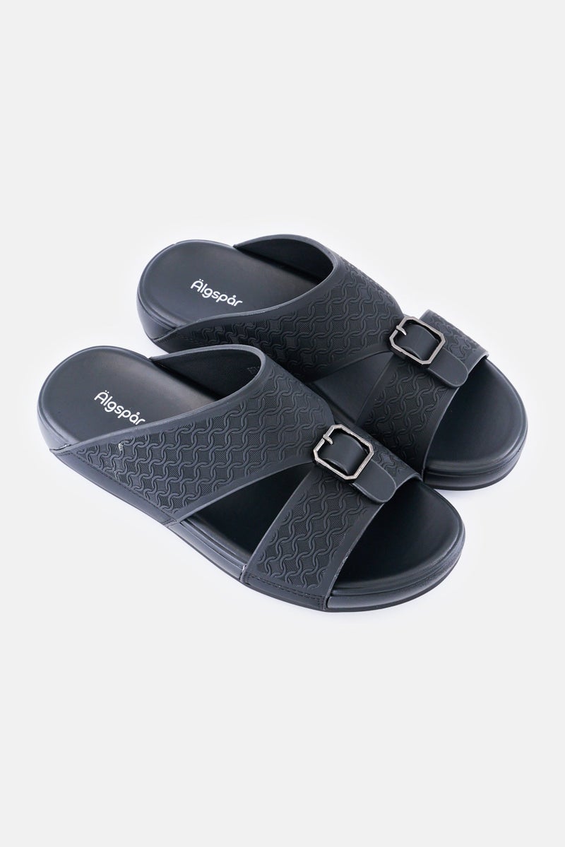 Algspar Men Slip On Arabic Sandals, Black - Image 2
