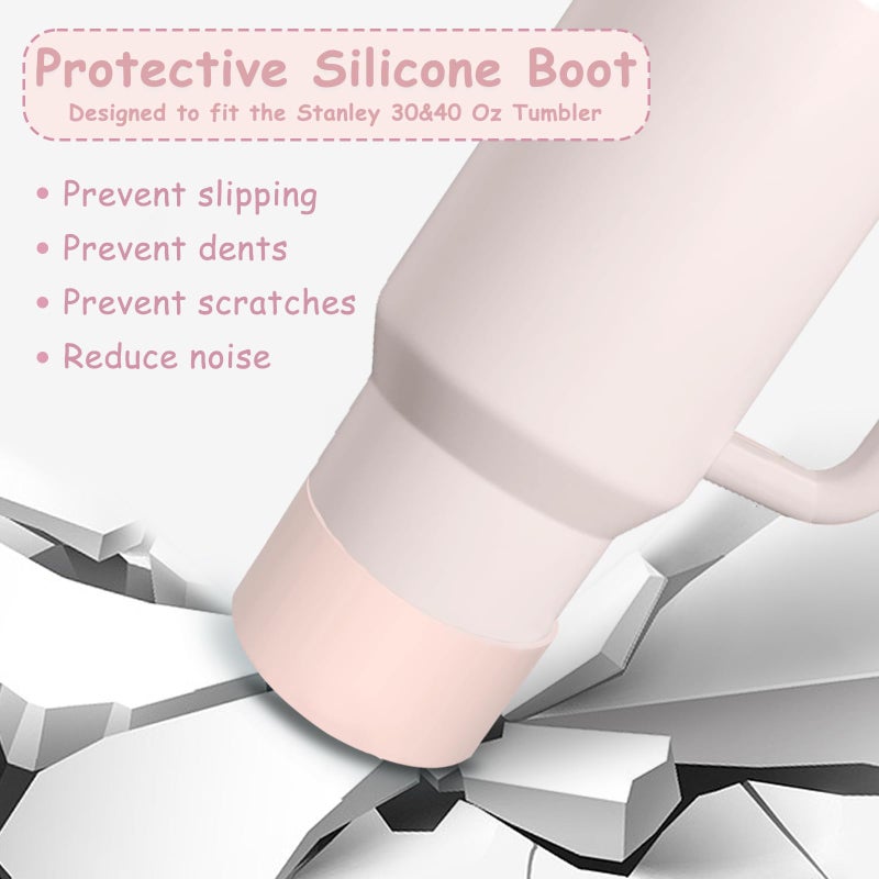 vikgle Stanley Cup Accessories Set,Including 2 Pcs 0.4in Straw Cover, 1 Silicone Spill-Proof Stopper Set of 3, 1 Cute Butterfly Handle Charm, 1 Silicone Boot Fits Stanley 40&30 Oz Tumbler (Rose Quartz) - Image 4