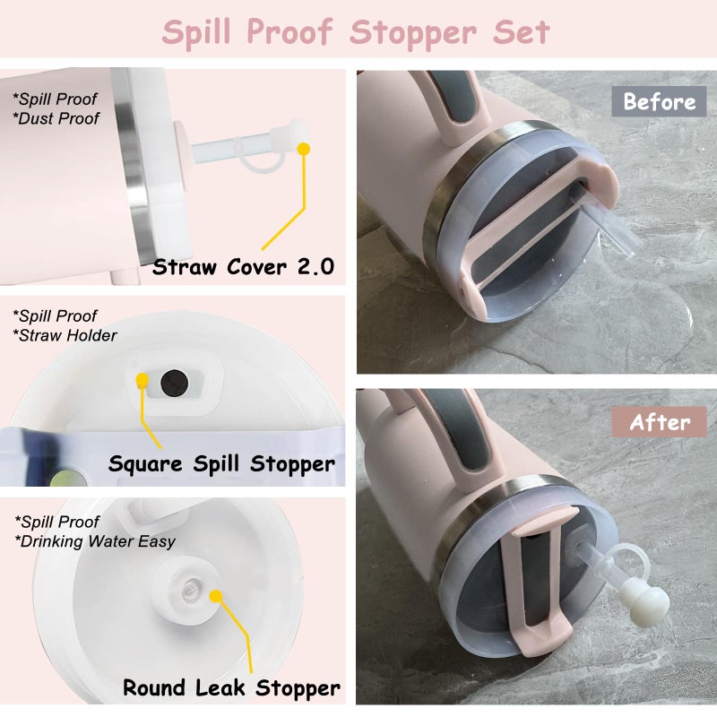vikgle Stanley Cup Accessories Set,Including 2 Pcs 0.4in Straw Cover, 1 Silicone Spill-Proof Stopper Set of 3, 1 Cute Butterfly Handle Charm, 1 Silicone Boot Fits Stanley 40&30 Oz Tumbler (Rose Quartz) - Image 5
