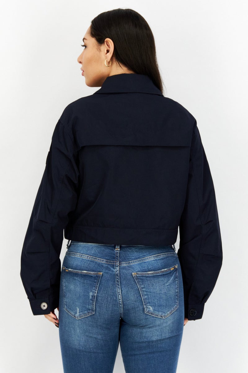 Aigle Women Solid Bomber Jackets, Navy - Image 3