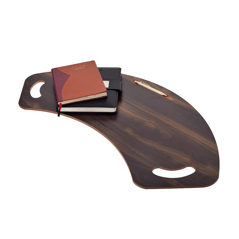 DEAL NUT Laptop Desk Table Tray Portable Wood Curved Lap Desk Table Tray with Handles Lap Desk Notebook Tray Table Book Organizer Lightweight Laptop Stand Brown - Image 3