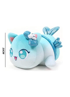 Y&D Cute Plush Toy Meemeows Plushies Meemeows Angel and Demon Cat Plushie Cat Food Plushies Cat Mee Meow Anime Cartoon Cat Stuffed Figure Toy Plush Pillow Gift for Fans Kids (Mermaid Cat)  - Image 2