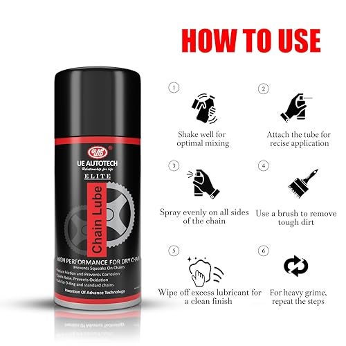 UE Chain Lube Spray - 150 ML Rust Remover | motorcycle cleaning kit | Hinge Lubricant Spray and Cleaning Agent | chain lubricant for bike and anti rust spray | water resistant chain Cleaner lube - Image 5