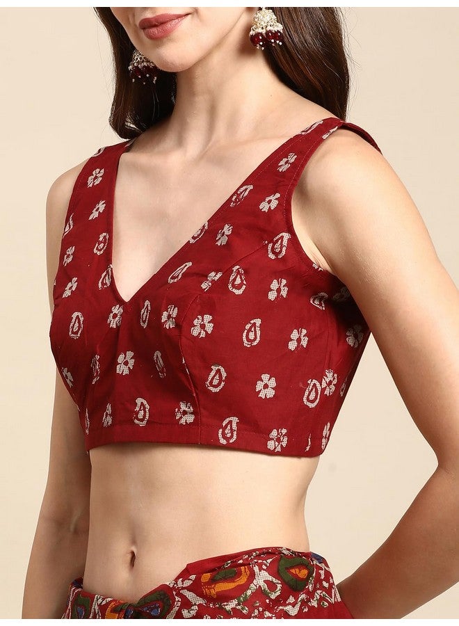 RATAN Pure Cotton Printed Mulmul Saree for Women with Blouse Piece (GDBT-BP-1046-RED_Red) - Image 5