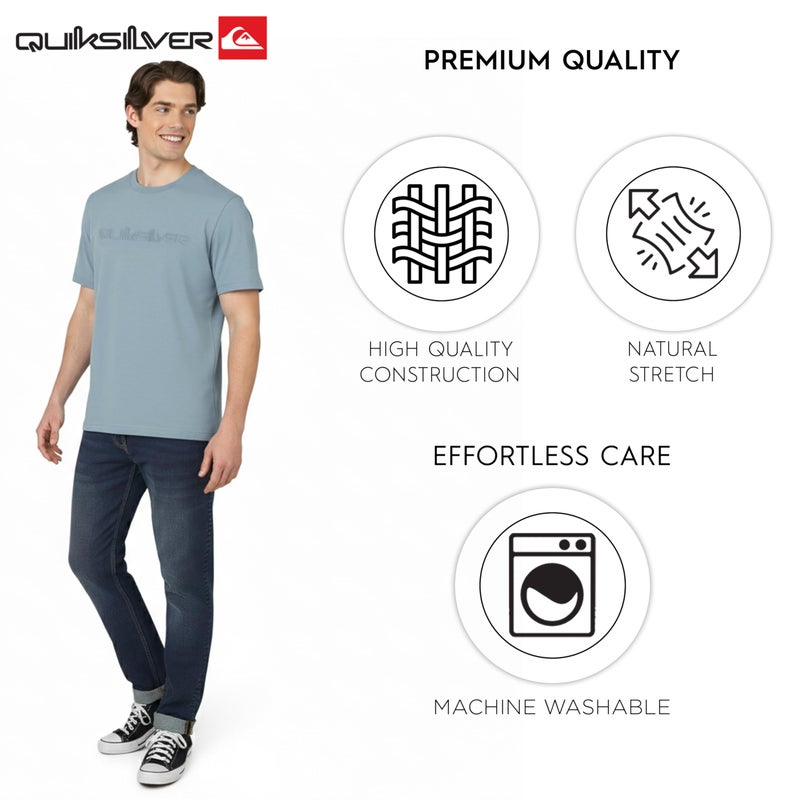 QUIKSILVER تي شيرت كويكسيلفر للرجال بقصة عادية من القطن الناعم، أكمام قصيرة، ظل أزرق، مقاس متوسط - Image 4