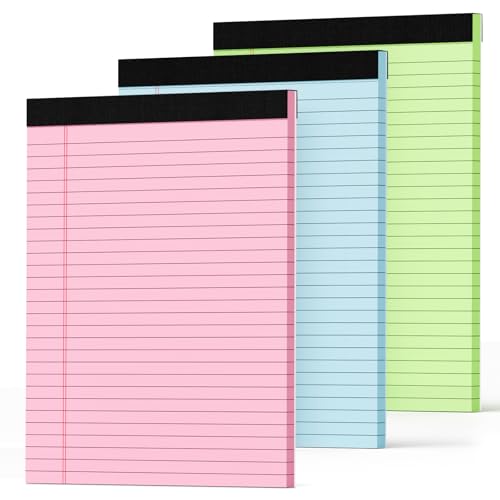 Zaviko Legal Pads 8.5 x 11 Colored Note Pads 8.5 x 11, 3 Pack Notepads 8.5x11, Pink Notepad 8.5x11 Legal Pad, Notebook Paper for Home Office Supplies, Lined Paper Pads 8 1/2 x 11, 30 Sheets/Pad - Image 1