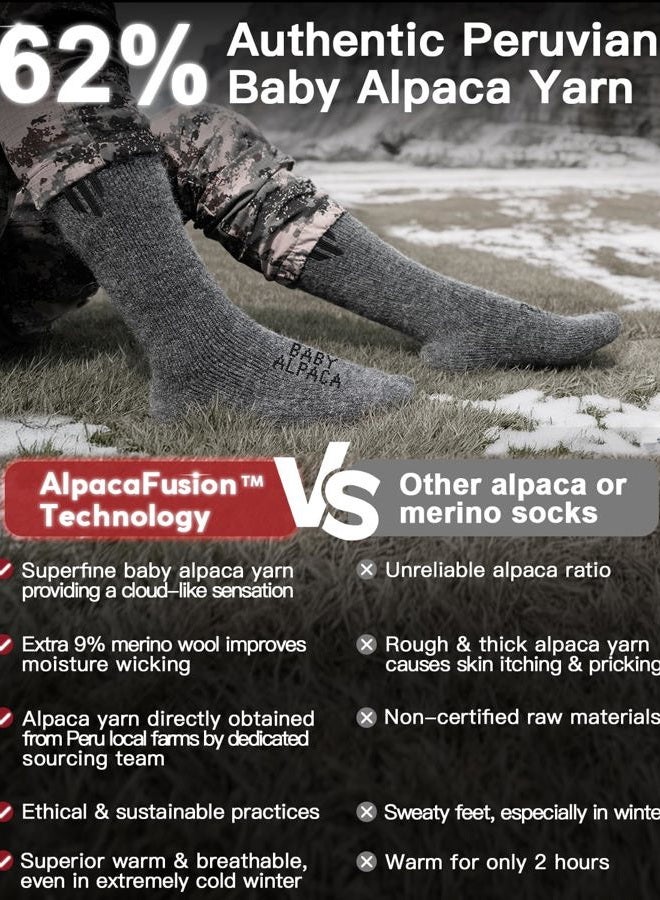 Juclise Alpaca Boot Socks for Men and Women, Moisture Wicking, Temperature Regulating, Hiking, Running (US, Alpha, Medium, Regular, Regular, Light Gray) - Image 3