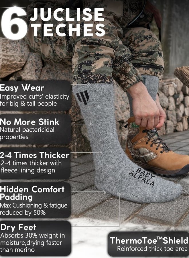 Juclise Alpaca Boot Socks for Men and Women, Moisture Wicking, Temperature Regulating, Hiking, Running (US, Alpha, Medium, Regular, Regular, Light Gray) - Image 4