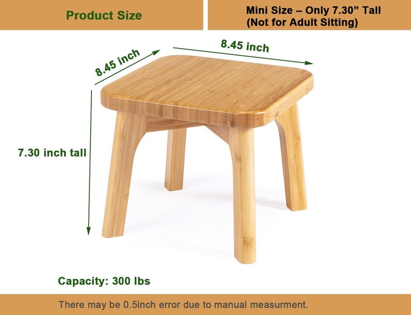 PELYN Small Wooden Step Stool for Kids – Mini Toddler Stool to Sit or Stand – Anti-Slip Bamboo Stool for Bathroom Sink, Potty Training & Kitchen - Image 2
