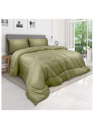 Down Alternative Comforter  Set -Ultra Soft Brushed Stripe Microfiber Fabric, 200GSM Soft Fibersheet Filling, Size : Double  220 x 240cm , Color: Olive - pzsku/ZD8792351FD181D92F2F7Z/45/_/1689958902/9030613b-c768-4b46-a90e-a61bed11c8d6
