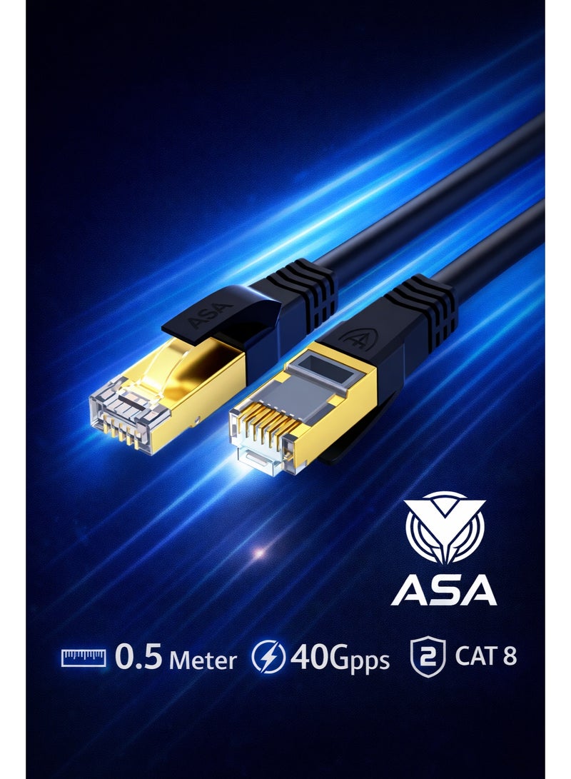 أيه أس أيه كابل إيثرنت Cat8 عالي السرعة 40 جيجابت/ثانية 2000 ميجاهرتز RJ45 ومحصن - Image 1