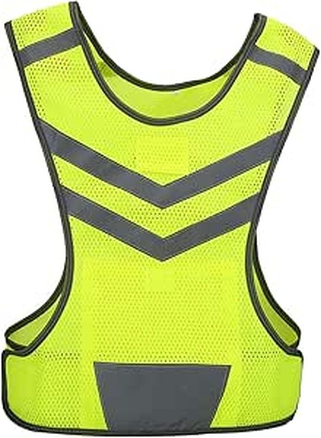 High Visibility Safety Vest with Reflective Stripes Adjustable Fit for Hiking Cycling Running - Image 1