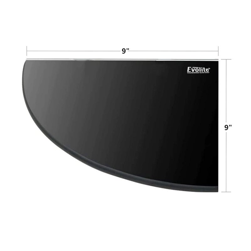 Evolite Evolite Premium Tempered Black Glass Corner for Bathroom Kitchen and Wall Mount Storage Accessories with Fitted Brackets for Home Decor 8mm Toughened Glass Shelf 9 x 9 inchPack of 3 - Image 2
