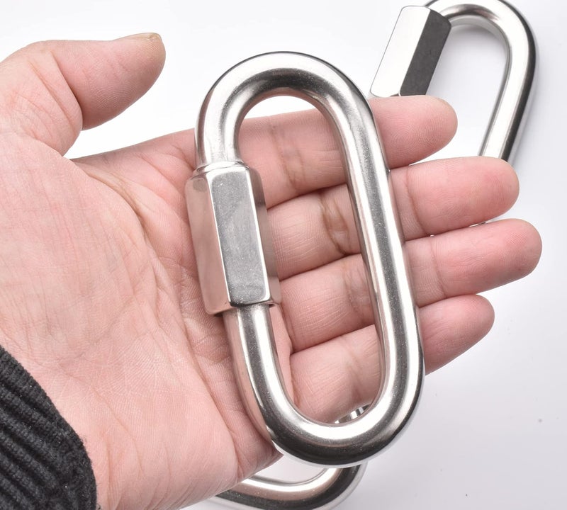 Alele 4 Packs 1/2" Quick Links, M12 Heavy Duty 304 Stainless Steel Quick Link D Shape Locking Looks for Carabiner, Hammock, Camping and Outdoor Equipment, Max. Load 3300 Lb - Image 2