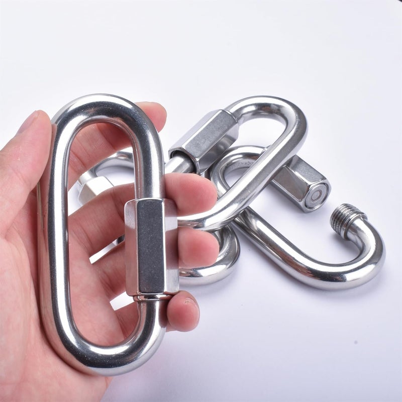 Alele 4 Packs 1/2" Quick Links, M12 Heavy Duty 304 Stainless Steel Quick Link D Shape Locking Looks for Carabiner, Hammock, Camping and Outdoor Equipment, Max. Load 3300 Lb - Image 1