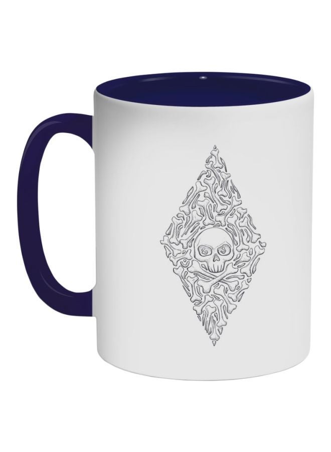 RYN Bones And Skull Printed Coffee Mug Blue/White/Grey 325ml