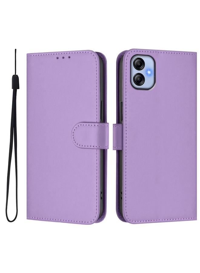 اس-توب جراب لهاتف Samsung Galaxy A04e / F04 / M04 4G جراب هاتف جلدي بلون سادة مع حبل - Image 2